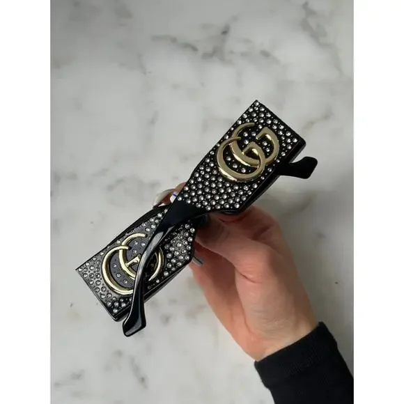 NEW Gucci GG1425S Crystal Black Marmont Sunglasses $1305 - Picture 7 of 7